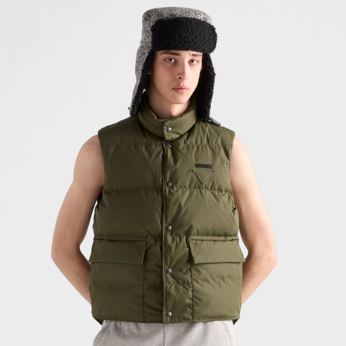 NIGO Prada Men's Fall/Winter Fashion Casual High Neck Single Button Solid Color Logo Triangle Patch Decorated Vest #nigo79331