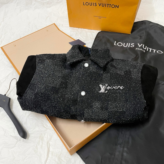 NIGO Louis Vuitton Men's Fall/Winter Fashion Casual Lapel Single Breasted Handcrafted Pearl Leather Plaid Jacket #nigo79324