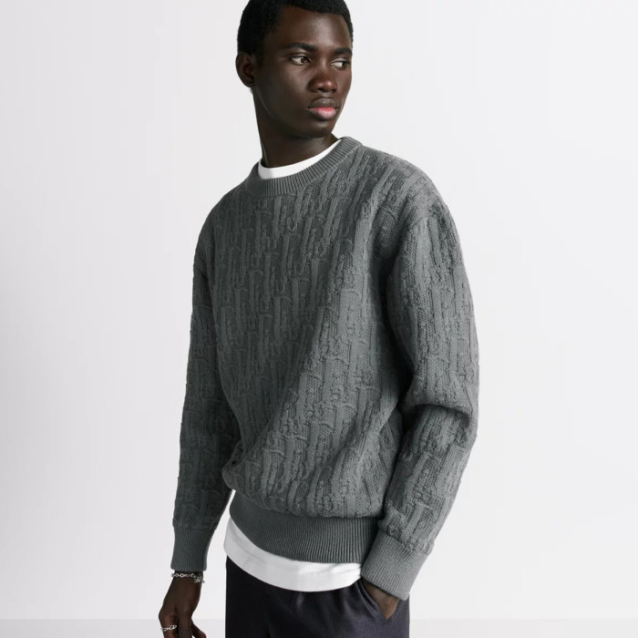 NIGO Dior Men's Fall/Winter Fashion Casual Crewneck Pullover Solid Jacquard Sweater #nigo79314