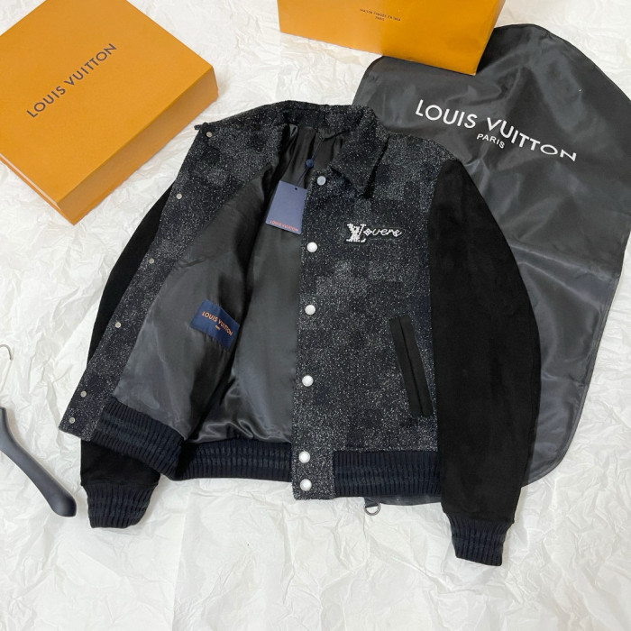 NIGO Louis Vuitton Men's Fall/Winter Fashion Casual Lapel Single Breasted Handcrafted Pearl Leather Plaid Jacket #nigo79324