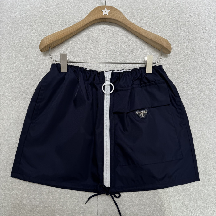 NIGO Prada Women's Spring/Fall Fashion Casual High Neck Zipper Jacket with Elastic Waist Zipper Half Skirt Suit Set #nigo79313