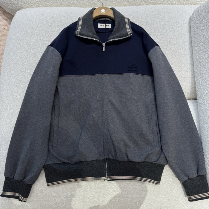 NIGO MiuMiu Women's Spring/Fall Fashion Casual Collared Zipper Color-Block Cardigan Jacket #nigo79326