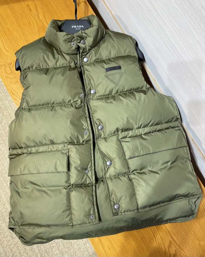 NIGO Prada Men's Fall/Winter Fashion Casual High Neck Single Button Solid Color Logo Triangle Patch Decorated Vest #nigo79331