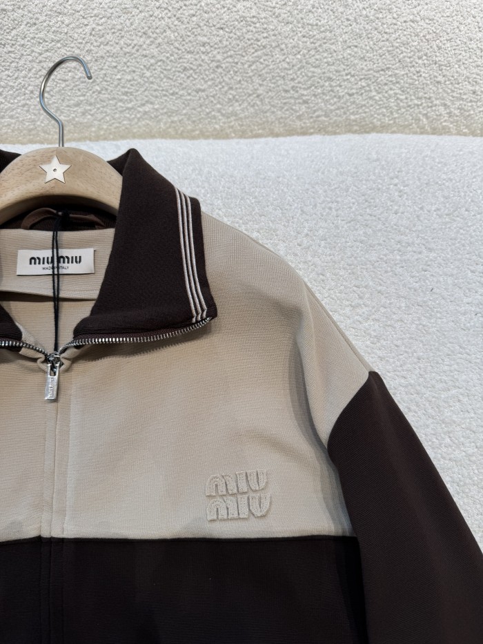 NIGO MiuMiu Women's Spring/Fall Fashion Casual Collared Zipper Color-Block Cardigan Jacket #nigo79326