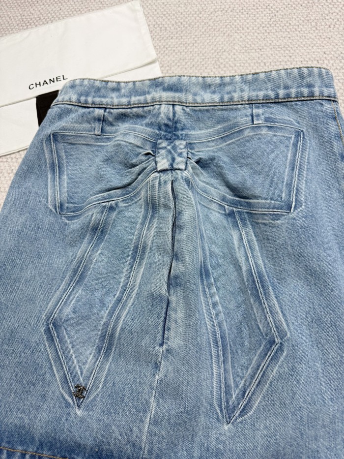 NIGO Chanel Women's Summer Cotton Bow-Tie Solid-Color Mid-Rise Denim Skirt Ngvp #nigo2589