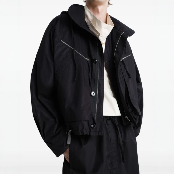 NIGO Lemaire Men's Fall And Winter Black Simple Loose Silhouette Paratrooper Workwear Zipper Jacket Tide Ngvp #nigo2636