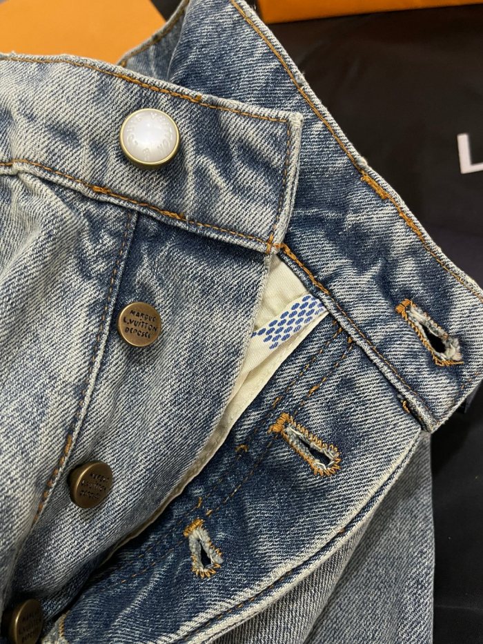 NIGO Louis Vuitton Men's Spring/Autumn Solid Color Embroidered Logo Pocket Jeans Pants #nigo77221