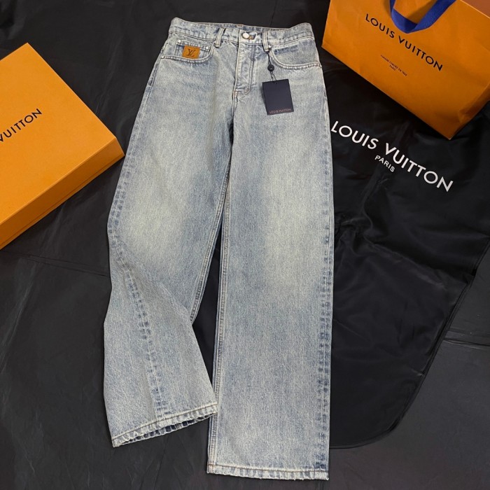 NIGO Louis Vuitton Men's Spring/Autumn Solid Color Embroidered Logo Pocket Jeans Pants #nigo77221