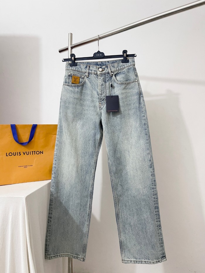 NIGO Louis Vuitton Men's Spring/Autumn Solid Color Embroidered Logo Pocket Jeans Pants #nigo77221