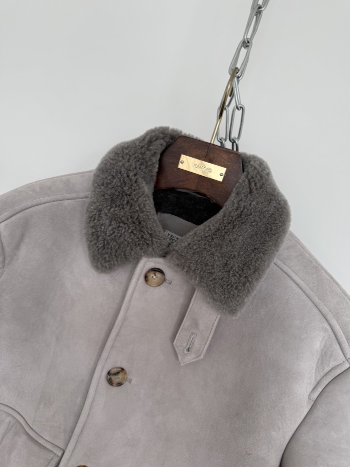 NIGO Brunello Cucinelli Men's Fall/Winter Vintage Jacket Solid Color Single-Breasted Fur Collar Suede Slim Fit Coat Ngvp #nigo2592