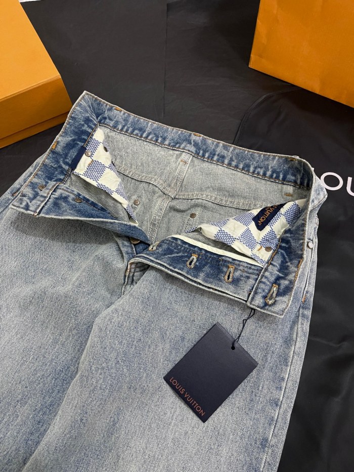 NIGO Louis Vuitton Men's Spring/Autumn Solid Color Embroidered Logo Pocket Jeans Pants #nigo77221