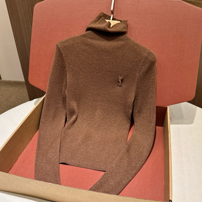 NIGO SAINT LAURENT Women's Fall/Winter Fashion Casual Solid Color Logo Slim Fit High Neck Sweater #nigo79338