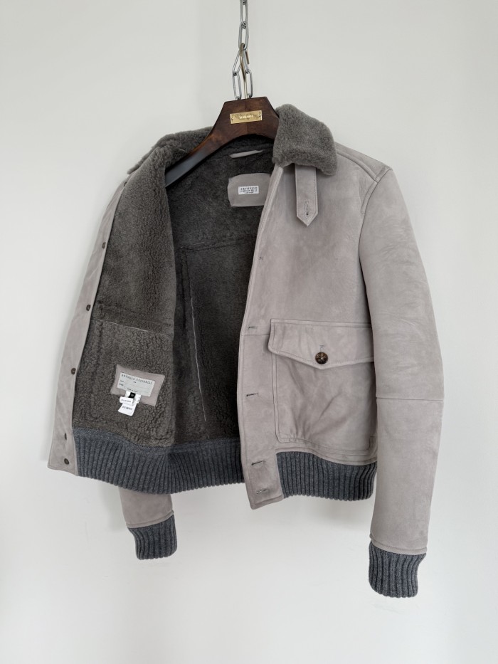 NIGO Brunello Cucinelli Men's Fall/Winter Vintage Jacket Solid Color Single-Breasted Fur Collar Suede Slim Fit Coat Ngvp #nigo2592