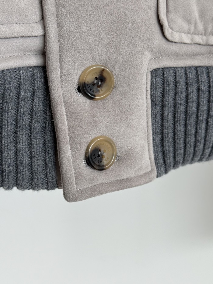 NIGO Brunello Cucinelli Men's Fall/Winter Vintage Jacket Solid Color Single-Breasted Fur Collar Suede Slim Fit Coat Ngvp #nigo2592