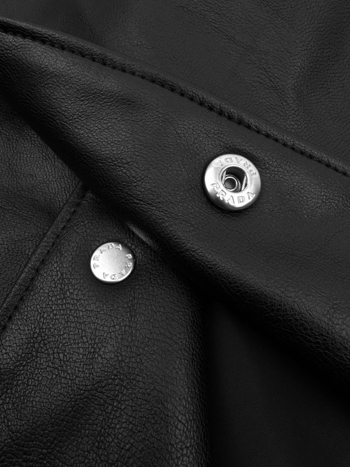 NIGO Prada Men's Fall/Winter Fashion Casual Solid Color Lapel Single Breasted Leather Jacket With Logo Triangle Emblem Jacket #nigo79343