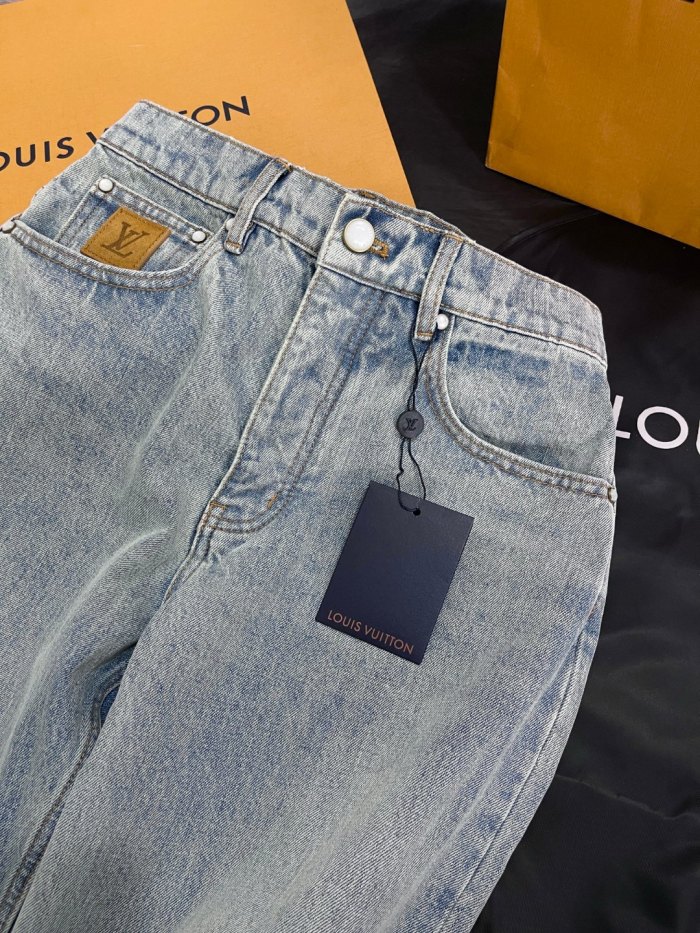 NIGO Louis Vuitton Men's Spring/Autumn Solid Color Embroidered Logo Pocket Jeans Pants #nigo77221