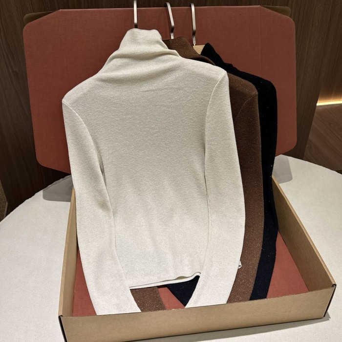 NIGO SAINT LAURENT Women's Fall/Winter Fashion Casual Solid Color Logo Slim Fit High Neck Sweater #nigo79338