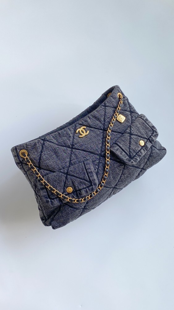 NIGO Chanel Women's Fashion Classic Solid Color Logo Denim Quilted Tote Shoulder Chain Bag Bags #nigo79349