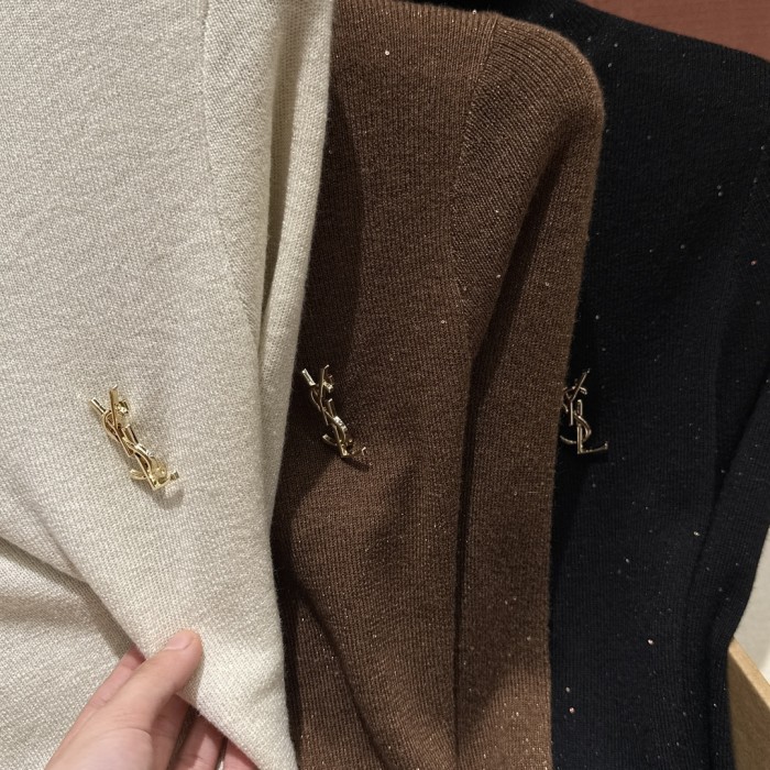 NIGO SAINT LAURENT Women's Fall/Winter Fashion Casual Solid Color Logo Slim Fit High Neck Sweater #nigo79338