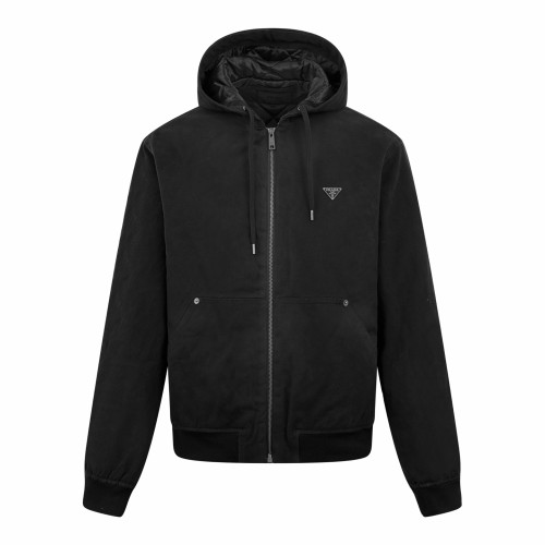 NIGO Prada Men's Winter Fashion Casual Solid Color Hooded Zip Up Jacket With Triangle Label Cotton Coat Cotton Jacket #nigo79344