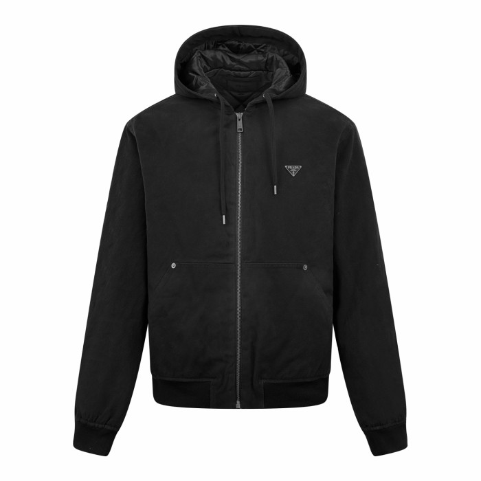 NIGO Prada Men's Winter Fashion Casual Solid Color Hooded Zip Up Jacket With Triangle Label Cotton Coat Cotton Jacket #nigo79344