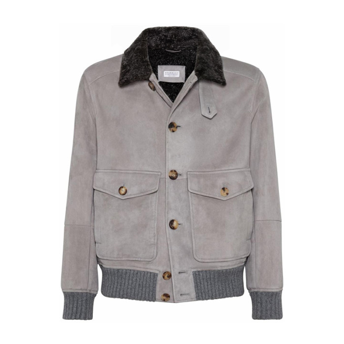NIGO Brunello Cucinelli Men's Fall/Winter Vintage Jacket Solid Color Single-Breasted Fur Collar Suede Slim Fit Coat Ngvp #nigo2592