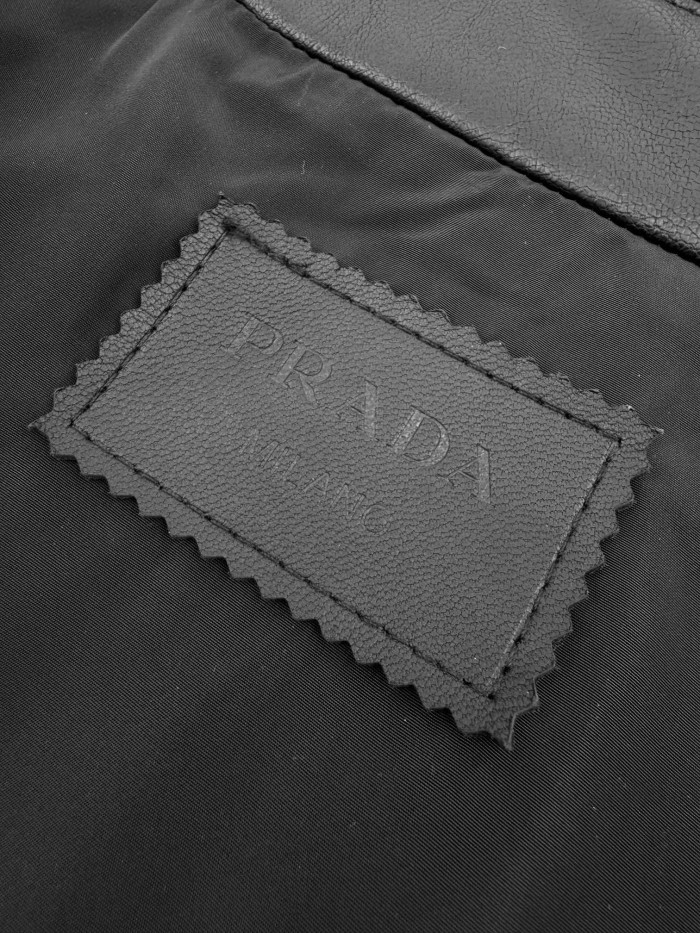 NIGO Prada Men's Fall/Winter Fashion Casual Solid Color Lapel Single Breasted Leather Jacket With Logo Triangle Emblem Jacket #nigo79343