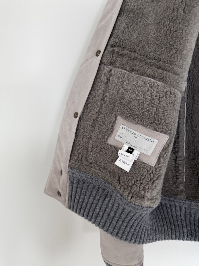 NIGO Brunello Cucinelli Men's Fall/Winter Vintage Jacket Solid Color Single-Breasted Fur Collar Suede Slim Fit Coat Ngvp #nigo2592