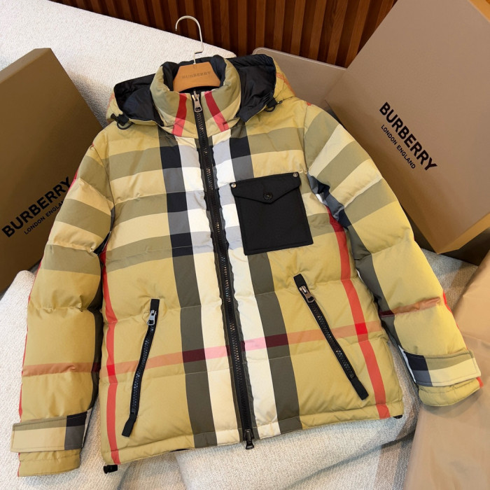 NIGO Burberry Men's Winter Fashion Casual Hooded Zip Up Checkered Reversible Double Sided Recycled Nylon Re:down Jacket #nigo79371