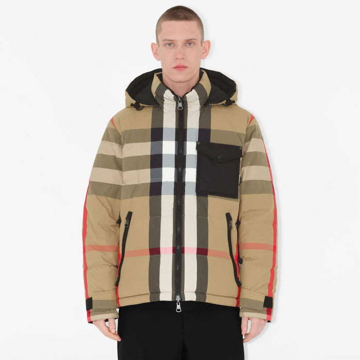NIGO Burberry Men's Winter Fashion Casual Hooded Zip Up Checkered Reversible Double Sided Recycled Nylon Re:down Jacket #nigo79371