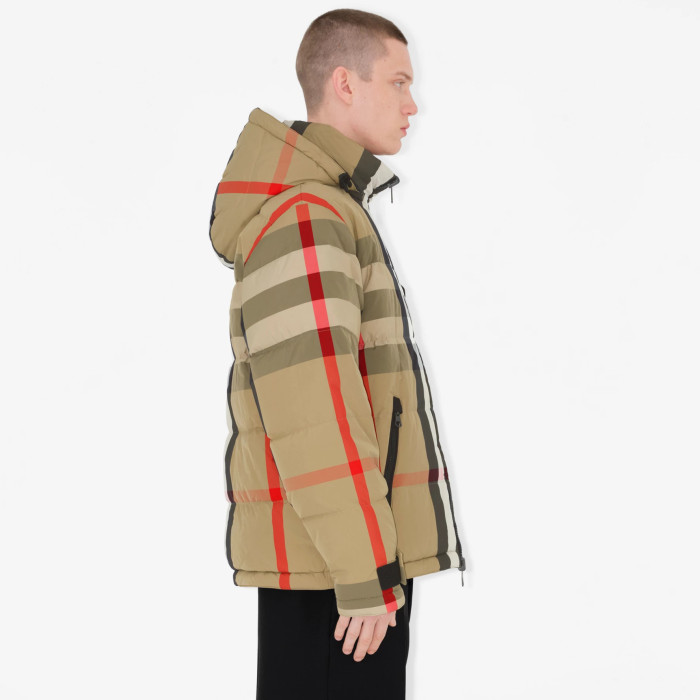 NIGO Burberry Men's Winter Fashion Casual Hooded Zip Up Checkered Reversible Double Sided Recycled Nylon Re:down Jacket #nigo79371