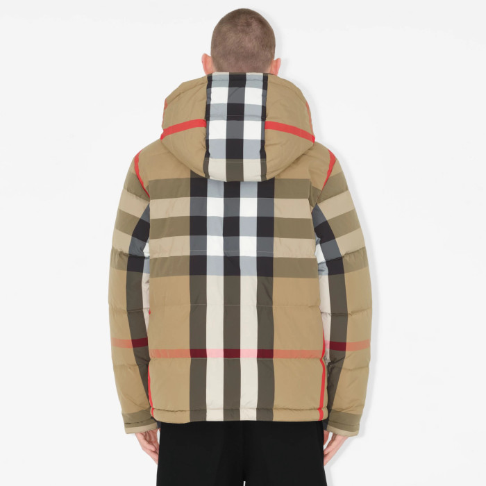 NIGO Burberry Men's Winter Fashion Casual Hooded Zip Up Checkered Reversible Double Sided Recycled Nylon Re:down Jacket #nigo79371