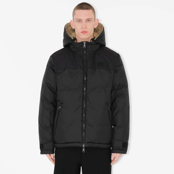 NIGO Burberry Men's Winter Fashion Casual Hooded Zip Up Checkered Reversible Double Sided Recycled Nylon Re:down Jacket #nigo79371