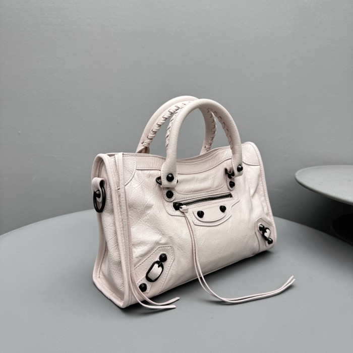 NIGO Balenciaga LE CITY Women's Fashion Classic Leather Solid Color Vintage Zipper Tote Bag Biker Bag Shoulder Bag Crossbody Bag Bags 8114422ABEK5723 #nigo79386