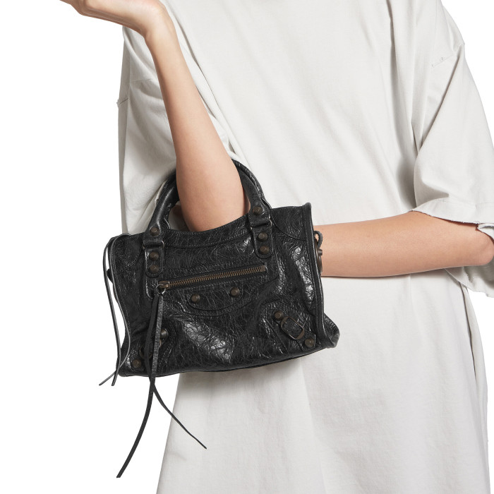 NIGO Balenciaga LE CITY Women's Fashion Classic Leather Solid Color Vintage Zipper Tote Bag Biker Bag Shoulder Bag Crossbody Bag Bags 8114422ABEK5723 #nigo79386
