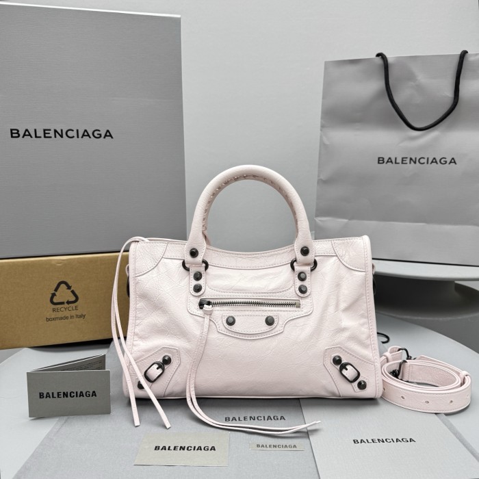 NIGO Balenciaga LE CITY Women's Fashion Classic Leather Solid Color Vintage Zipper Tote Bag Biker Bag Shoulder Bag Crossbody Bag Bags 8114422ABEK5723 #nigo79386