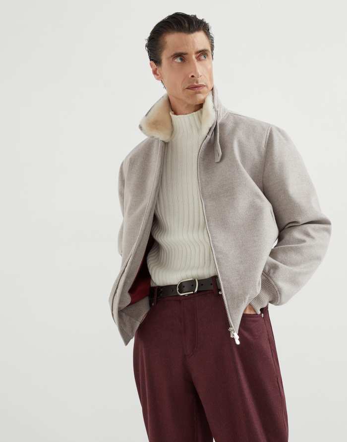 NIGO Brunello Cucinelli Men's Fall/Winter Solid-Color Cashmere Lapel Pilot Jacket Loose-Fit Long-Sleeve Outerwear Ngvp #nigo2713