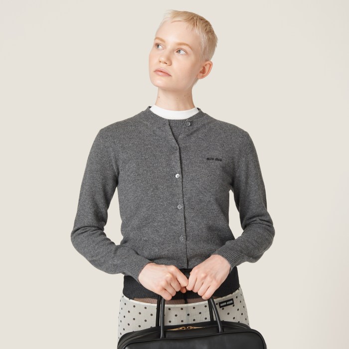NIGO MiuMiu Women's Spring/Fall Fashion Casual Crew Neck Single Button Minimalist Cashmere Knit Sweater Cardigan #nigo79388