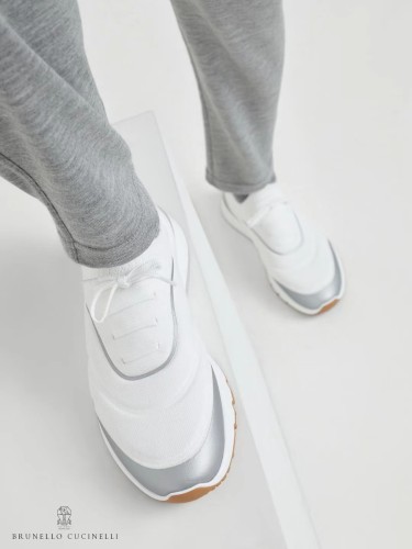 NIGO Brunello Cucinelli Men's Four-Season Techno Cotton Knit Runners With Heat-Bonded Details Solid-Color Low-Top Thick-Sole Sneakers Casual Shoes Ngvp #nigo2712