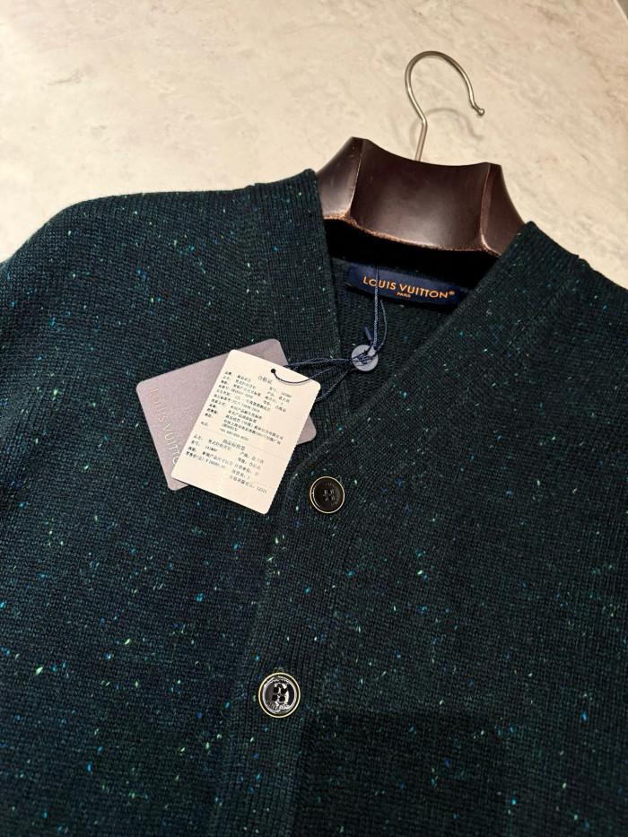 NIGO Louis Vuitton Men's Fall/Winter Fashion Casual V-Neck Single Button Loose Fit Relaxed Fit Cashmere Sweater Knit Cardigan #nigo79415
