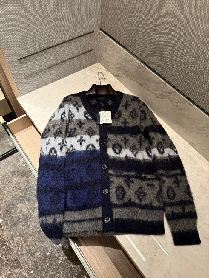 NIGO Louis Vuitton MONOGRAM Men's Fall/Winter Fashion Casual V Neck Single Button Classic Print Oversized Sweater Cardigan #nigo79411
