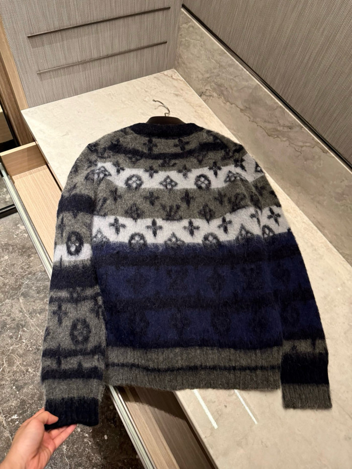 NIGO Louis Vuitton MONOGRAM Men's Fall/Winter Fashion Casual V Neck Single Button Classic Print Oversized Sweater Cardigan #nigo79411