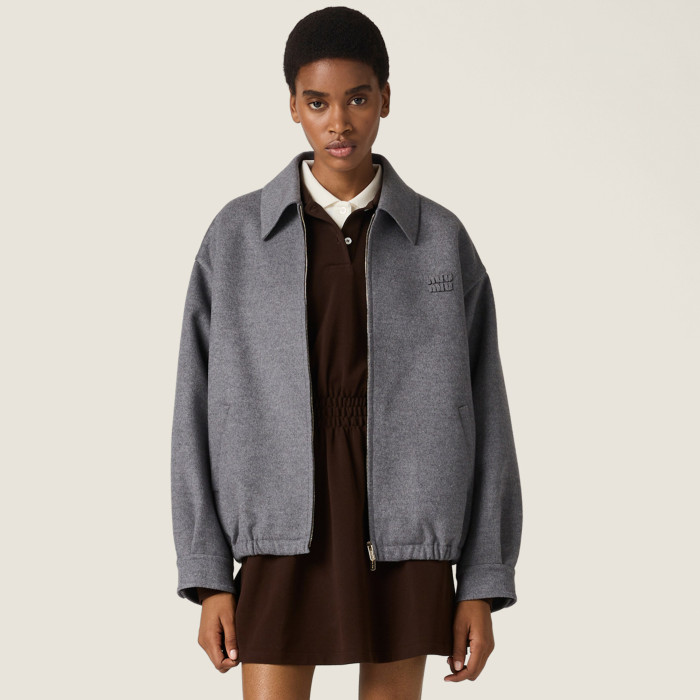 NIGO MiuMiu Women's Spring/Fall Fashion Casual Solid Color Lapel Zipper Long Sleeve Jacket Waist Elastic Drawstring Solid Color Casual Short Skirt Wool Tweed Suit Skirt Set #nigo79413
