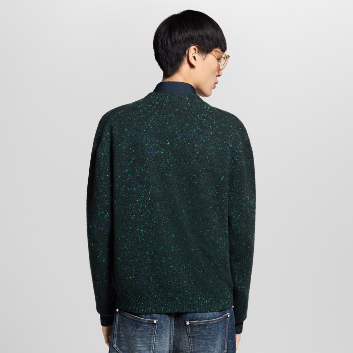 NIGO Louis Vuitton Men's Fall/Winter Fashion Casual V-Neck Single Button Loose Fit Relaxed Fit Cashmere Sweater Knit Cardigan #nigo79415