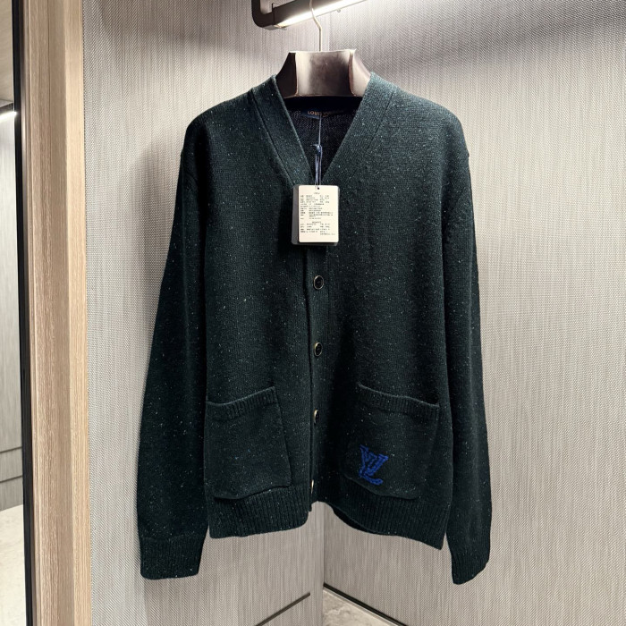 NIGO Louis Vuitton Men's Fall/Winter Fashion Casual V-Neck Single Button Loose Fit Relaxed Fit Cashmere Sweater Knit Cardigan #nigo79415