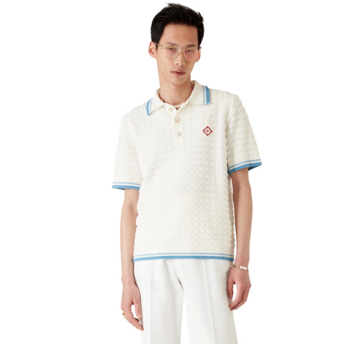 NIGO Casablanca Men's Fall/Winter Fashion Casual 100% Cotton Block Knit Polo Shirt T-Shirt #nigo79414