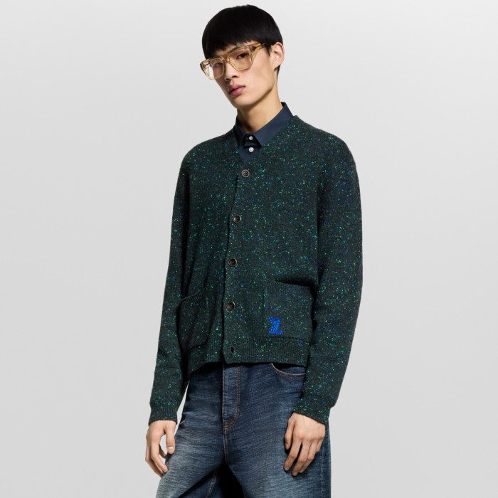 NIGO Louis Vuitton Men's Fall/Winter Fashion Casual V-Neck Single Button Loose Fit Relaxed Fit Cashmere Sweater Knit Cardigan #nigo79415