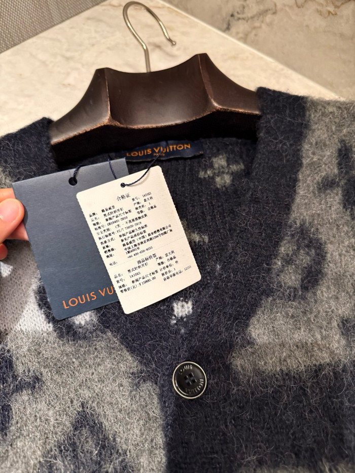 NIGO Louis Vuitton MONOGRAM Men's Fall/Winter Fashion Casual V Neck Single Button Classic Print Oversized Sweater Cardigan #nigo79411