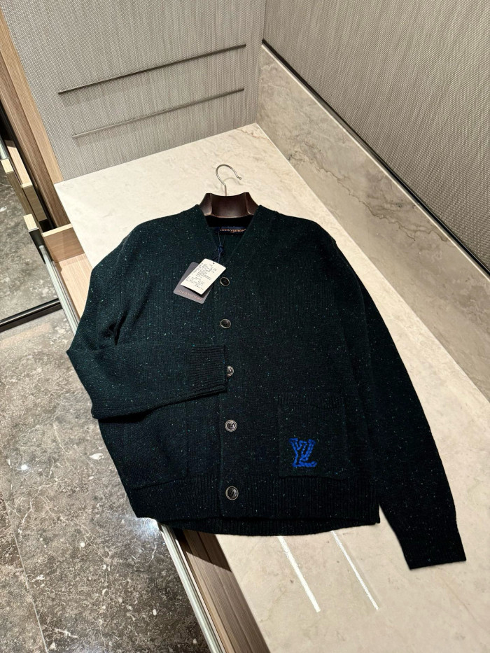 NIGO Louis Vuitton Men's Fall/Winter Fashion Casual V-Neck Single Button Loose Fit Relaxed Fit Cashmere Sweater Knit Cardigan #nigo79415