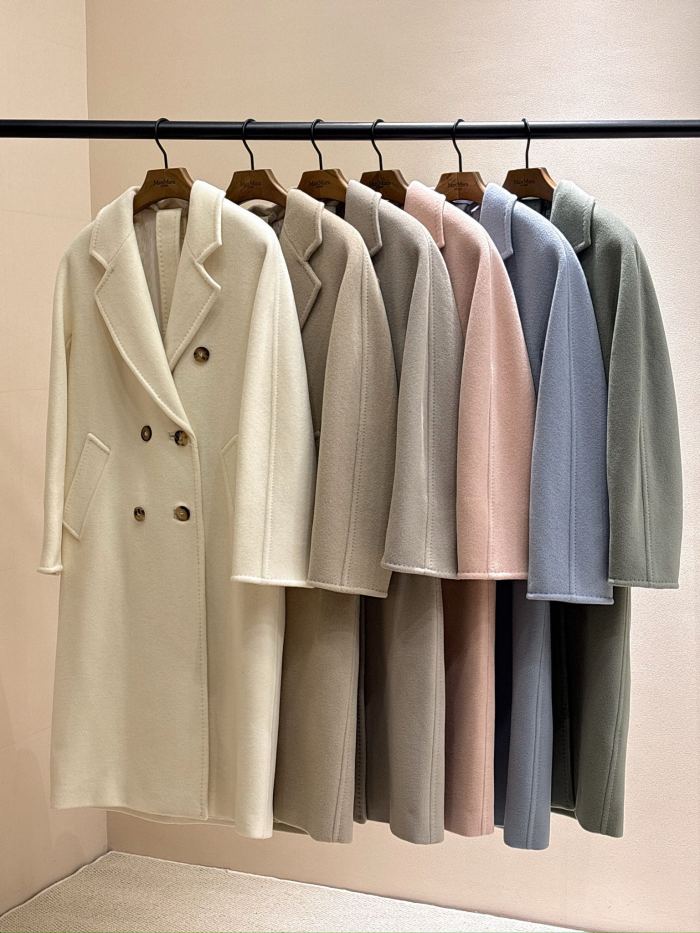 NIGO MaxMara Women's Fall/Winter Fashion Classic Solid Color V Neck Single Breasted Long Sleeve Mid Length Coat Jacket #nigo79426